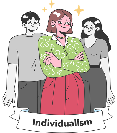 Celebration of individualism with diverse group upholding their unique  일러스트레이션