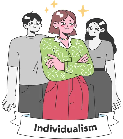 Celebration of individualism with diverse group upholding their unique  Illustration