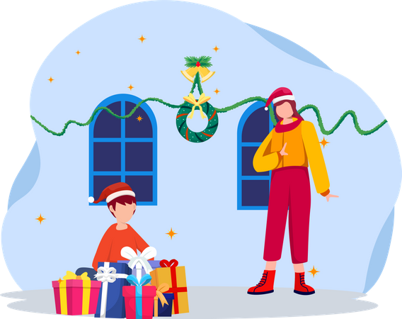 Fêter Noël avec mon frère  Illustration