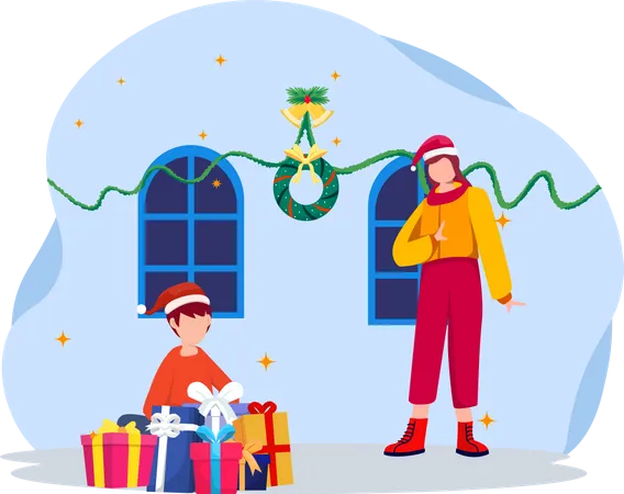 Fêter Noël avec mon frère  Illustration