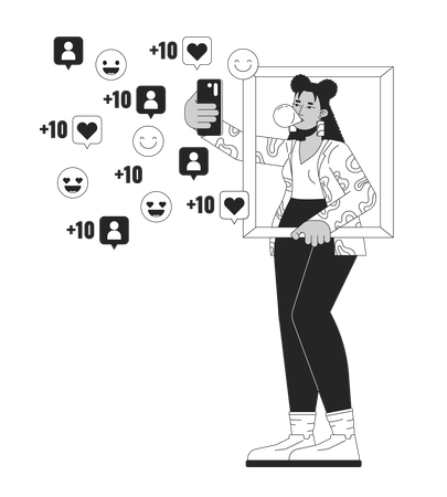Célébrité Internet prenant un selfie  Illustration