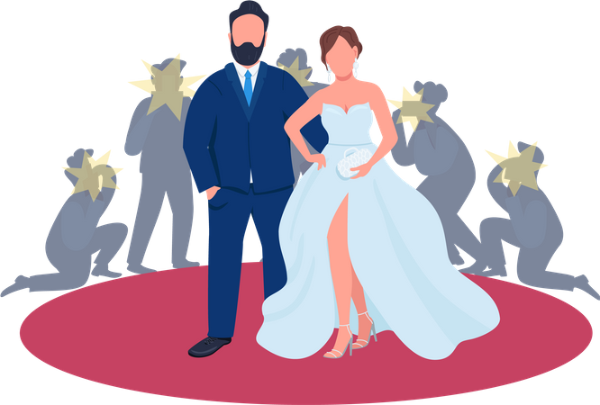 Celebrity couple on red carpet Illustration