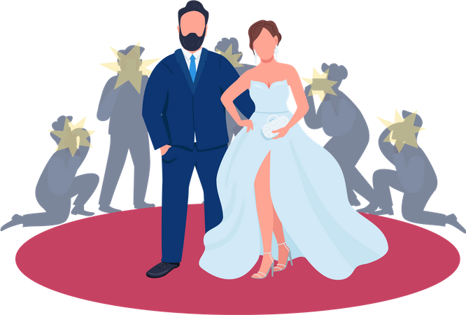 Celebrity couple on red carpet  Illustration