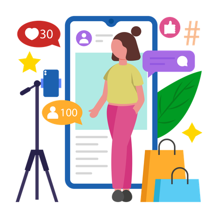 Celebrity Influencer doing promotion  Illustration