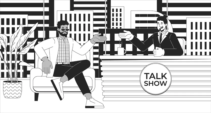 Celebrity interview in Talk show on TV  Illustration