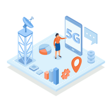 Cell tower and smartphone  Illustration
