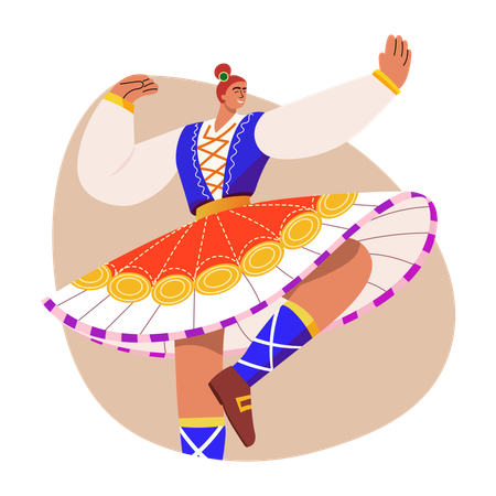 Celtic dance performed by dancer  Illustration