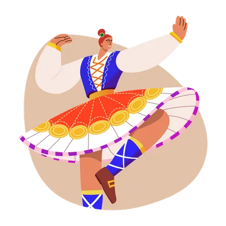 Celtic dance performed by dancer  Illustration