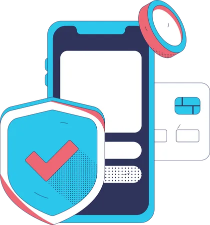 Celular seguro para transações on-line  Ilustração