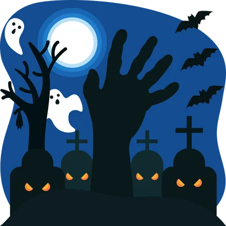 Cementerio de halloween  Ilustración