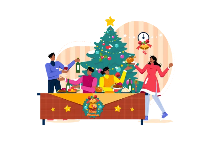 Cena de navidad  Ilustración