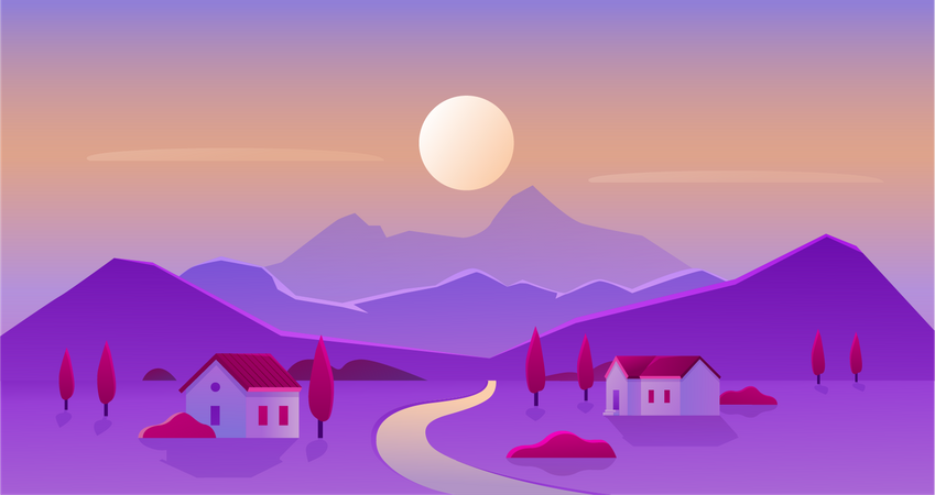 Cena da paisagem  Ilustração