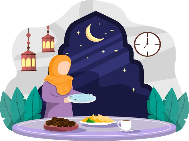 Cena de ramadán  Ilustración