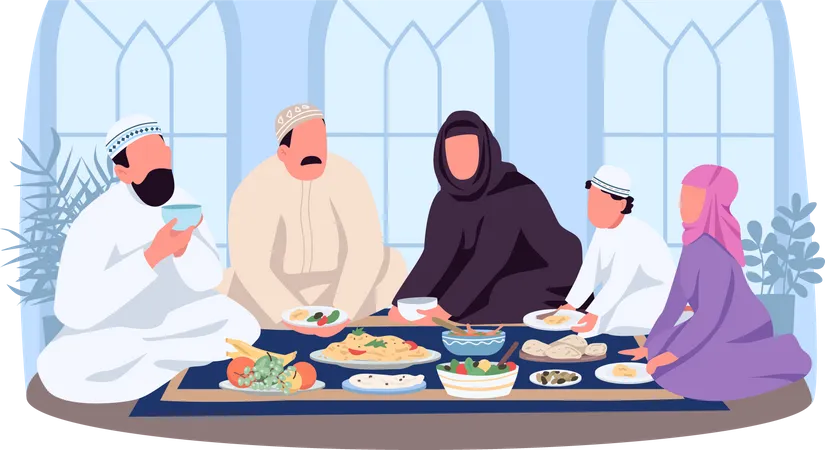 Cena tradicional musulmana  Ilustración