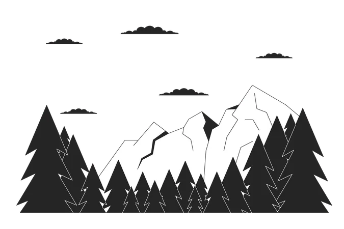 Pinheiros da cordilheira do cenário  Ilustração