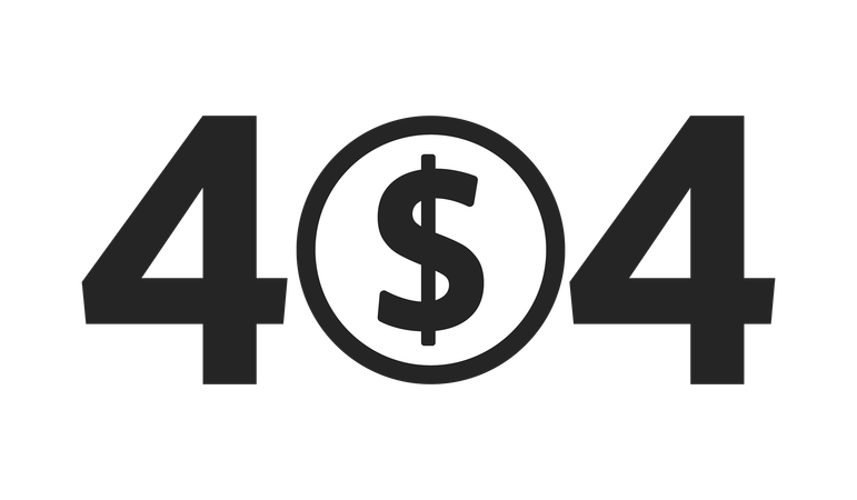 Mensagem flash de erro 404 em preto e branco da moeda Cent  Ilustração