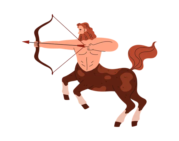 Cartoon Centaur Archer Vector Illustration Mythical Creature Symbol For Sagittarius Zodiac Isolated On White Background Legendary Creature With The Body Of A Man And A Horse With A Bow Illustration