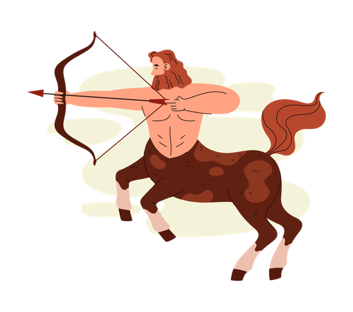 Criatura ficticia centauro mítico con arco  Ilustración