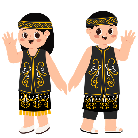 Central Kalimantan Traditional Clothing  일러스트레이션