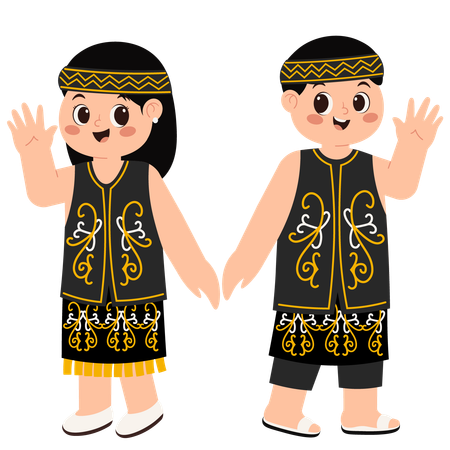 Central Kalimantan Traditional Clothing  Illustration