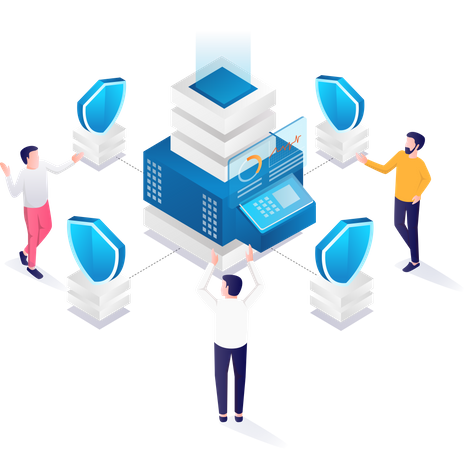 Central server with security  Illustration