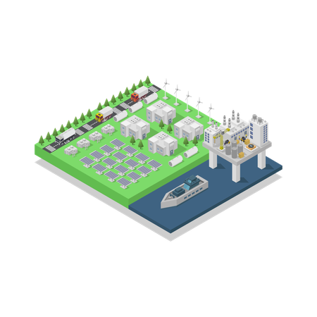 Usine d'énergie renouvelable  Illustration