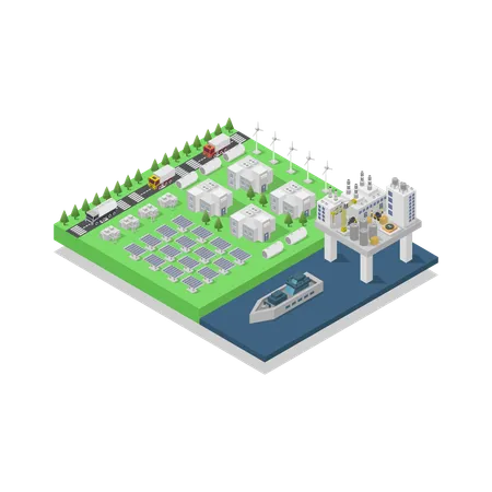 Usine d'énergie renouvelable  Illustration