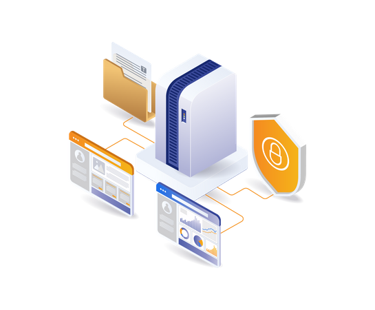 Seguridad de la red de datos del centro analítico de diagnóstico  Ilustración