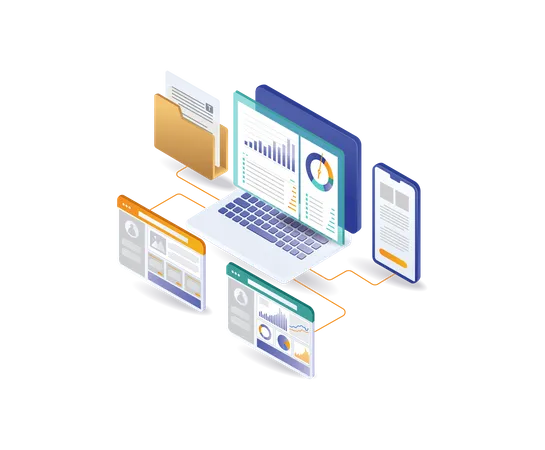 Centro de análisis de datos empresariales para desarrolladores  Ilustración