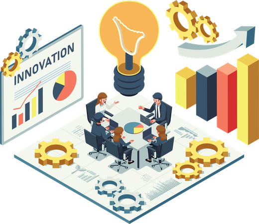 Hub de Inovação com Empreendedores e Inovadores em Espaço de Trabalho Colaborativo e Desenvolvimento de Negócios  Illustration