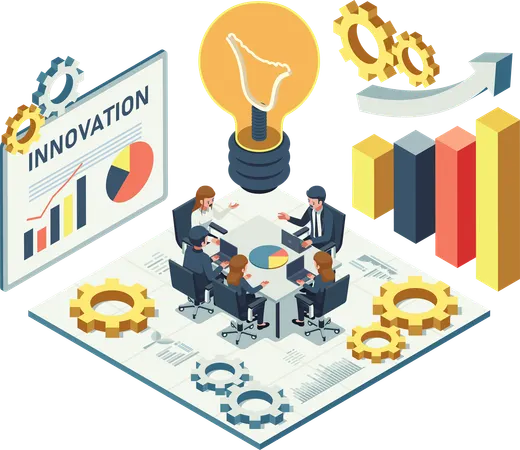 Hub de Inovação com Empreendedores e Inovadores em Espaço de Trabalho Colaborativo e Desenvolvimento de Negócios  Illustration
