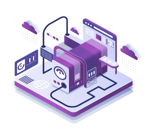 Centro de monitoreo de análisis de datos del servidor  Ilustración