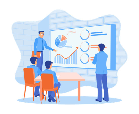 CEO holding presentation for employees in office  Illustration