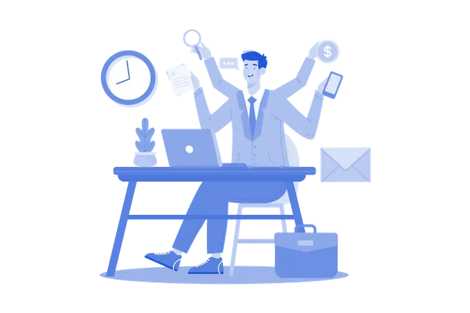 CEO multitasking projects and tasks  Illustration