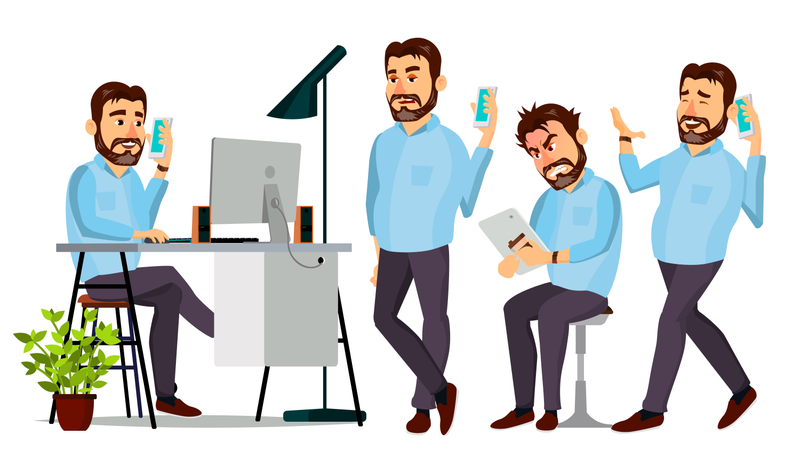 Ceo Working Gestures  Illustration