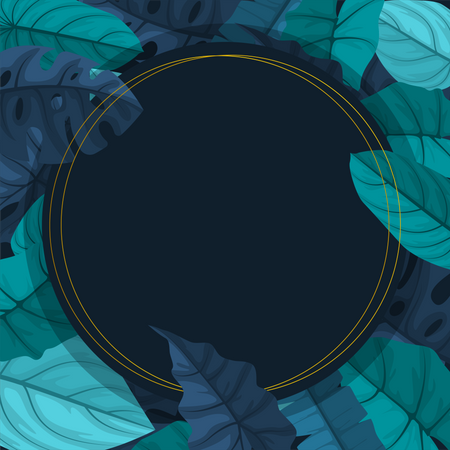 Cercle vert plante tropicale avec fond de cadre  Illustration