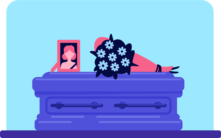 Cercueil et photo d'une fille morte  Illustration