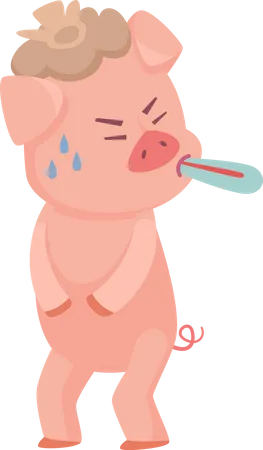 Cerdo enfermo  Ilustración