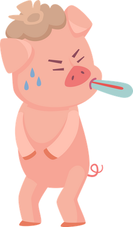Cerdo enfermo  Ilustración