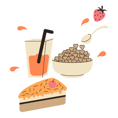 Cereal Breakfast Vector Illustration In Flat Style With Breakfast Theme Editable Vector Illustration Illustration
