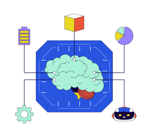 Cerebro de aprendizaje automático  Ilustración