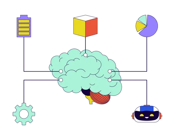 Aprendizaje automático del cerebro digital  Ilustración