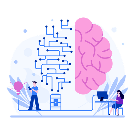 Cérebro Digital com Integração de Tecnologia  Ilustração