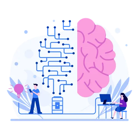 Cérebro Digital com Integração de Tecnologia  Ilustração