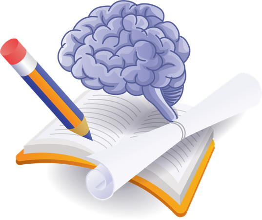 Inteligencia cerebral leyendo libros de texto escolares  Ilustración