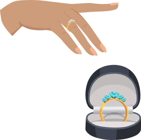 Ceremonia de anillos de pareja  Ilustración