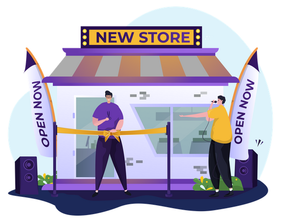 Ceremonia de apertura de nueva tienda  Ilustración