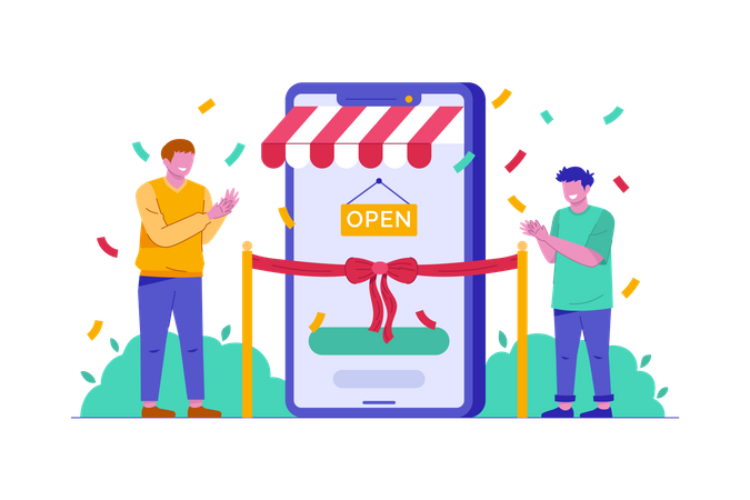Ceremonia de apertura de nueva tienda  Ilustración