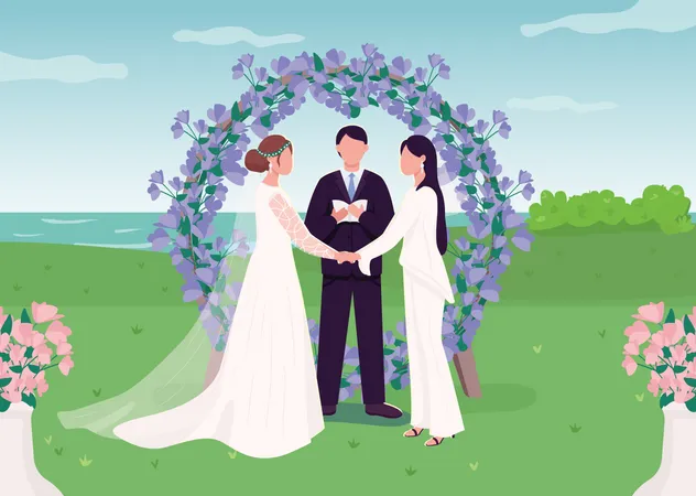 Ceremonia de boda para pareja de lesbianas  Ilustración