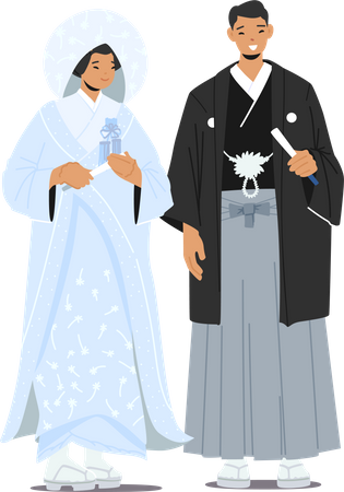 Ceremonia de matrimonio tradicional asiática  Ilustración